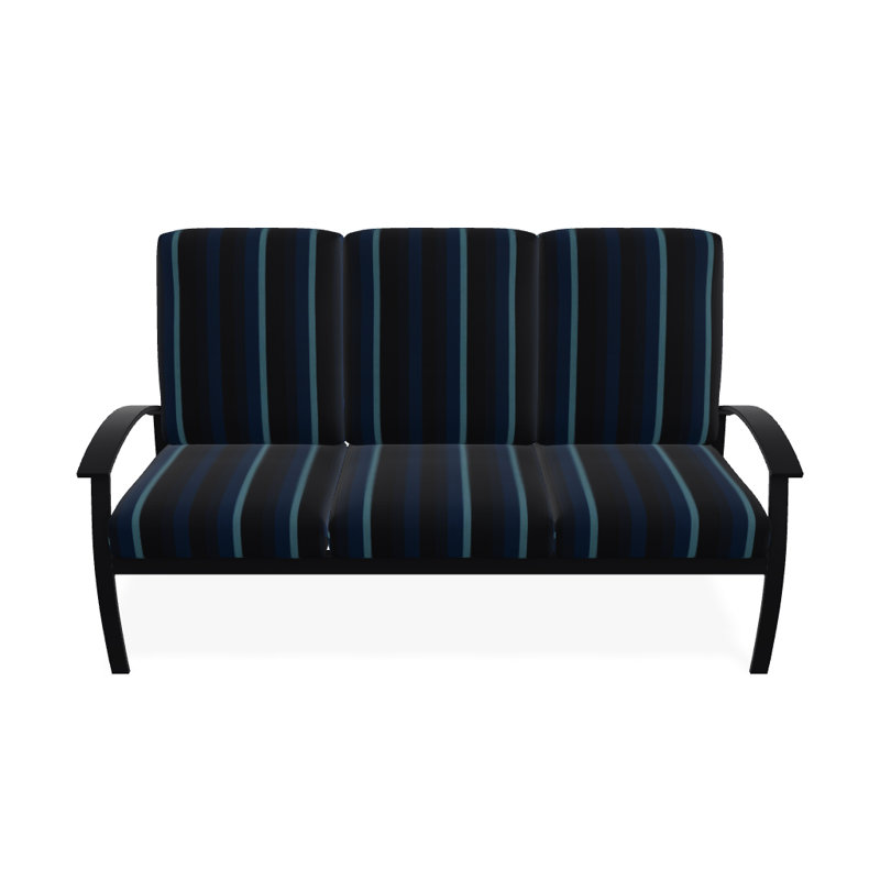 Canapé de patio 3 places avec coussins Askar, Indigo, Noir P70, Noir texturé