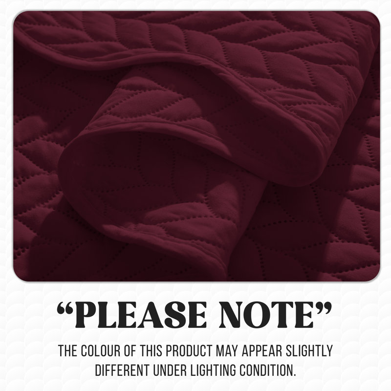 Ensemble de couvre-lit matelassé en microfibre embossée, Burgundy, California King Comforter + 2 Standard Shams