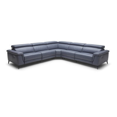 Philippa 122" Wide Genuine Leather Right Hand Facing Reclining Corner Sectional