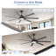 72 "grands ventilateurs de plafond noirs modernes avec lumières et télécommande, intensité variable 3CCT DEL, 6 vitesses silencieuses