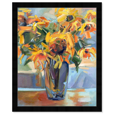 Pretty Pretty Sunflowers Abstract Paint Bouquet Modern Yellow Graphic Art