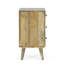 Table de chevet en bois de manguier avec 3 tiroirs et 3 détails géométriques intrigants