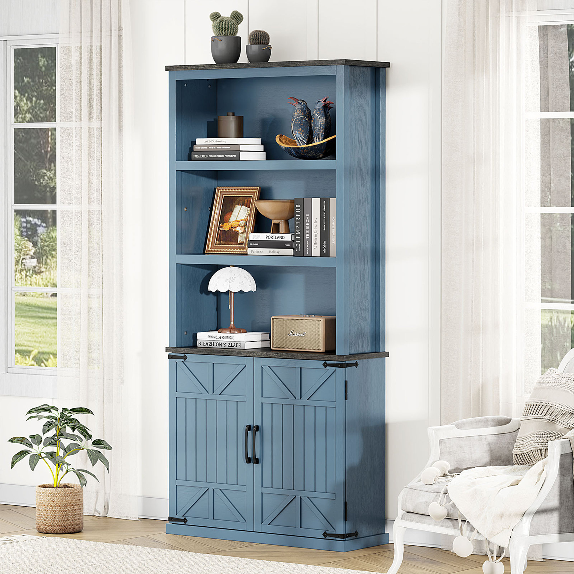 August Grove Farmhouse Library Hutch