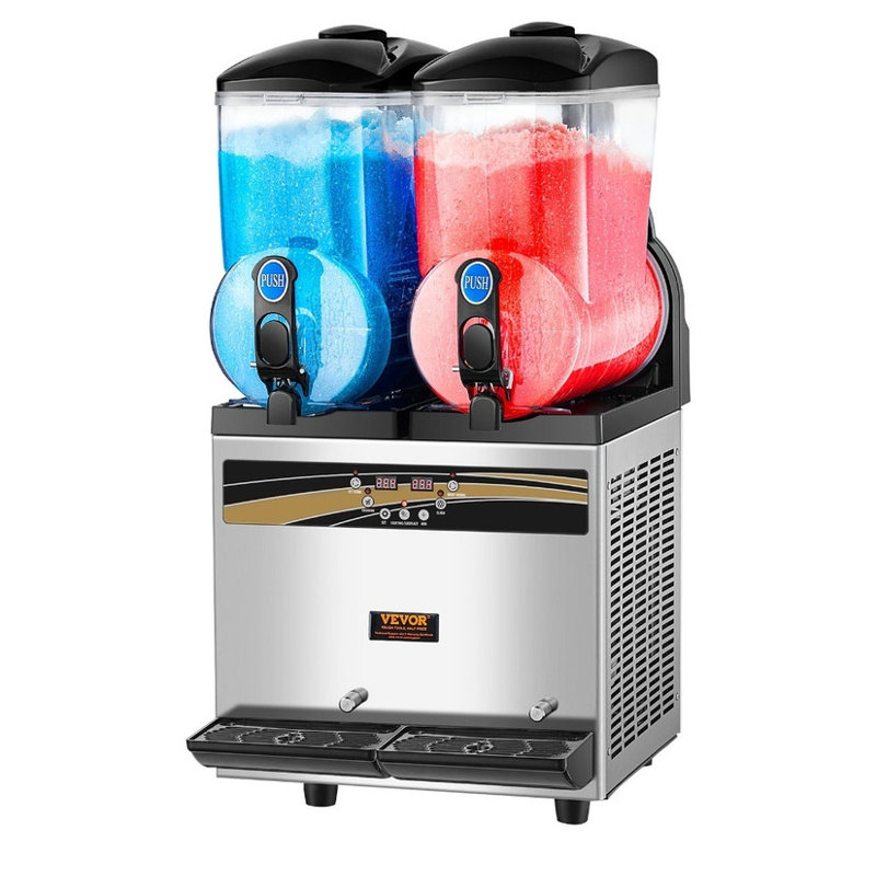Machine commerciale à margarita 1000W - réservoir de 15Lx2, double fonction pour les barbotines et les smoothies, approuvé ETL, idéal pour les grandes surfaces, les cafés, les restaurants, les bars et la maison