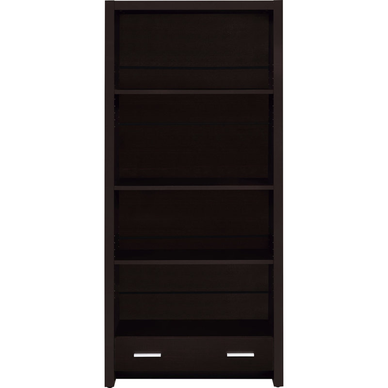 Bibliothèque classique à 5 tablettes avec tiroir Cappuccino, design classique pour un tiroir moderne et fonctionnel offrant de multiples possibilités de rangement, cinq tablettes
