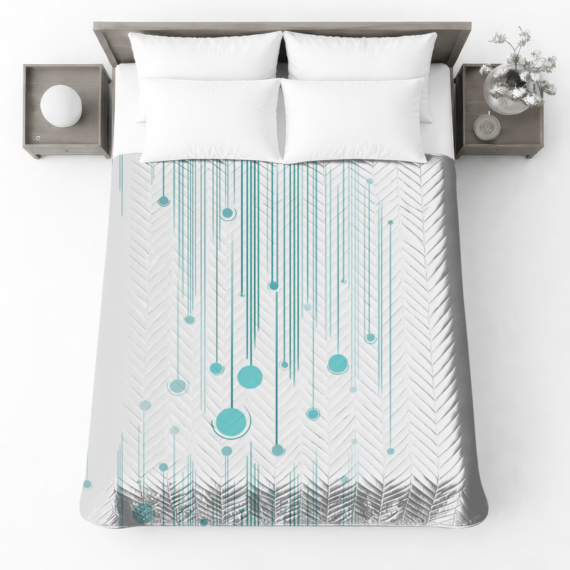 Falling Circles Lines Quilted Bedspread All Sizes, King