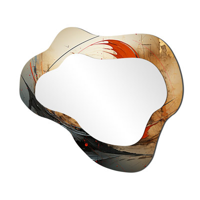 Wild Waves Retro Orange Core - miroir décoratif asymétrique en spirale, miroir mural moderne en nuage, impression sur métal