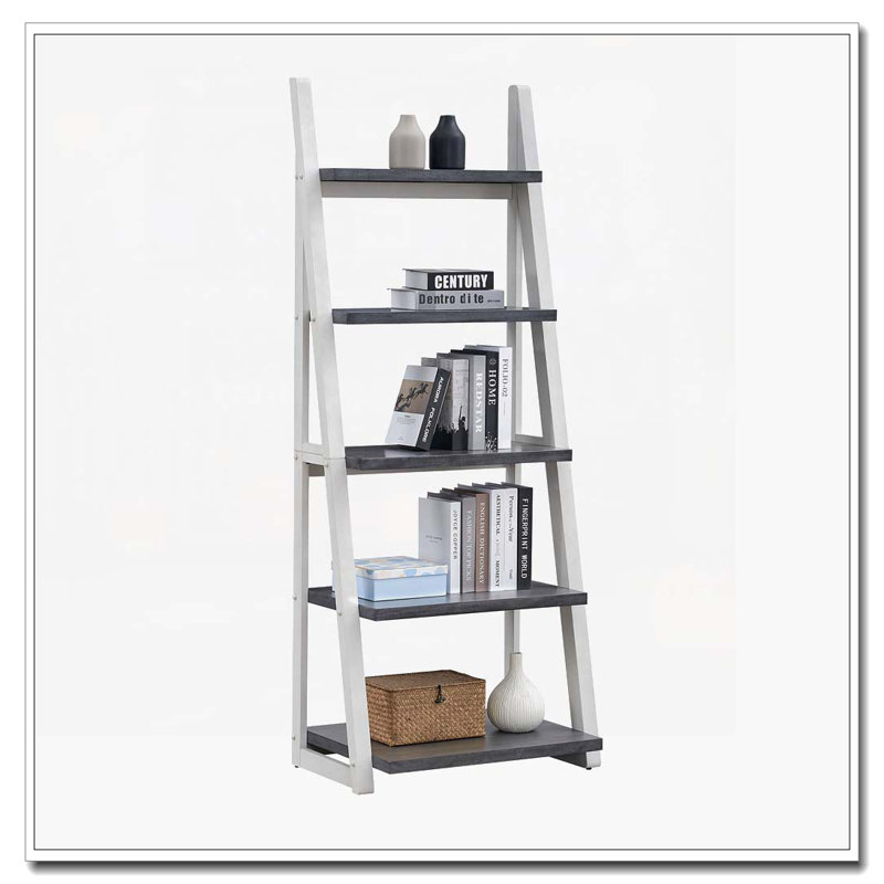 5-Tier Shelves,Bookshelf, Storage Rack, Grey White