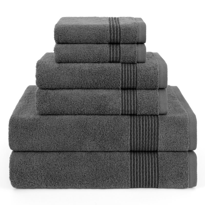 Ensemble de serviettes de bain luxueuses 100% coton 6 pièces, Gris