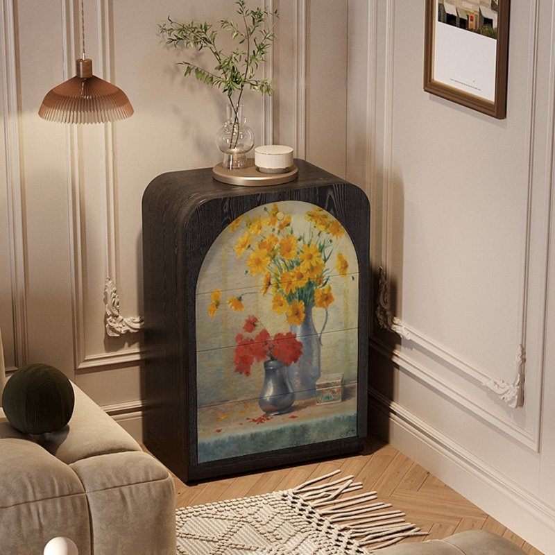Vintage Three-Drawer Single-Door Accent Cabinet