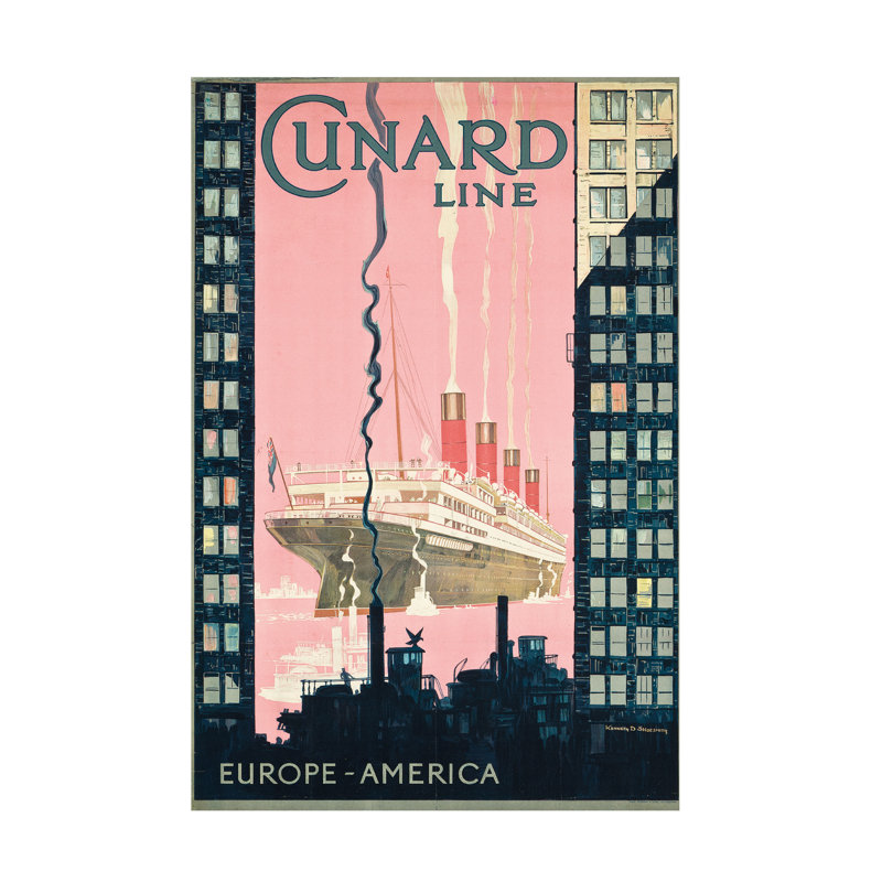 Kenneth Shoesmith Travel From Europe To America With Shipping Company Cunard Line, C. 1925 Canvas Art, 19" H x 12" W