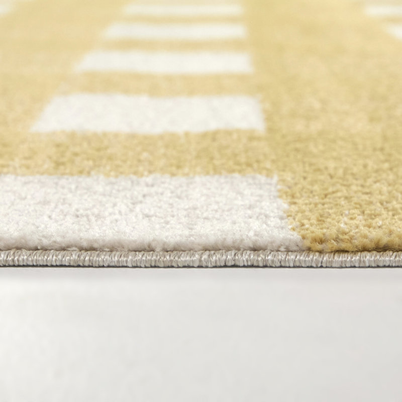 Burgin Yellow Gingham Area Rug, Rectangle 7'10" x 10'