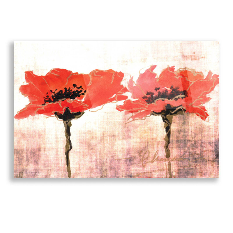 «Vivid Red Poppies V» par Leticia Herrera, art mural en verre acrylique, H 12 po x l 16 po x P 0,13 po
