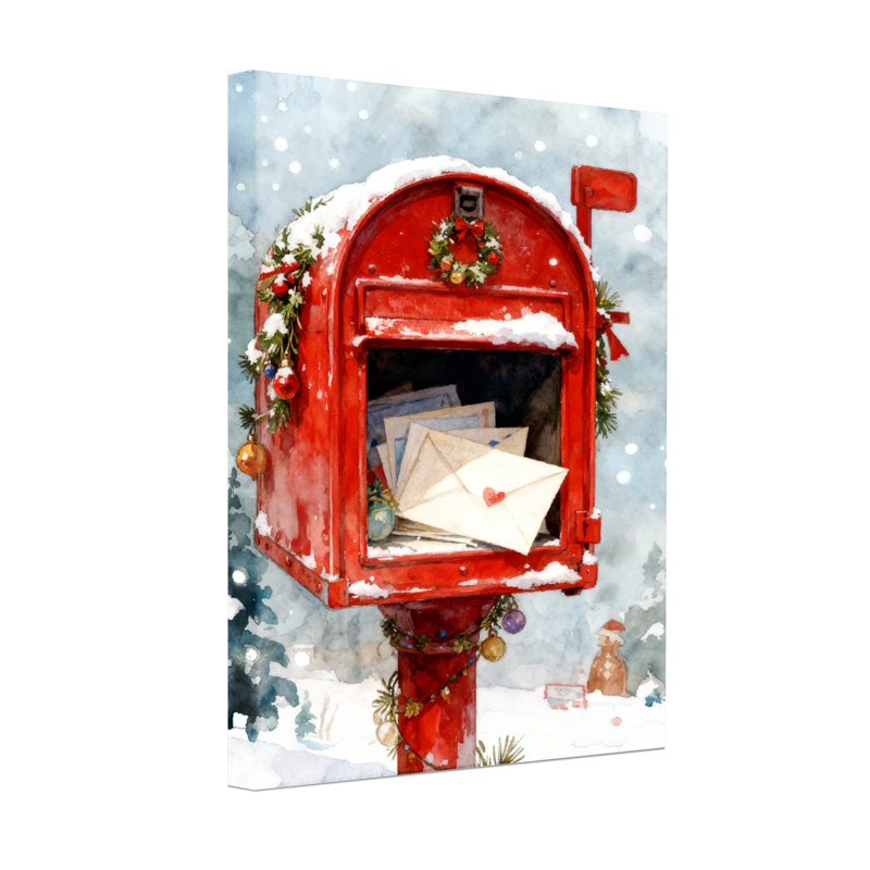 Boîte aux lettres de Noël rouge neige enveloppes décorations de Noël scène d'hiver