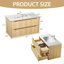 Meuble-lavabo flottant de 40 po avec lavabo, pré-assemblé, façade en chêne naturel à texture quadrillée, bois massif multicouche, fixation murale, plateau en pierre blanche, 2 tiroirs à fermeture en douceur-650597782