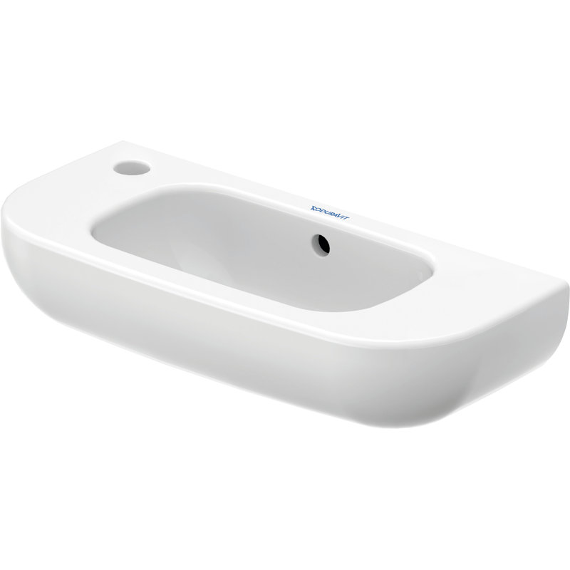 D-Code Ceramic Rectangular Wall Mount Bathroom Sink with Overflow, Left Tap Hole