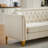 " mid-century modern chenille sofa | tufted buttons & copper nail armrest | 2 pillows | metal legs | stylish living room couch-839487498-855021893