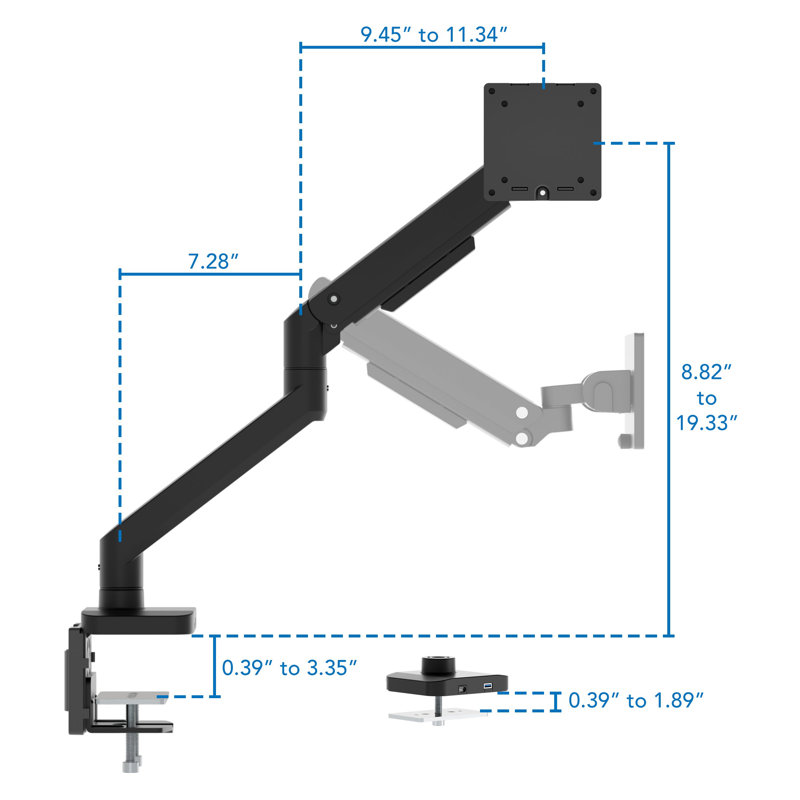 Support de moniteur robuste avec bras d'amortisseur