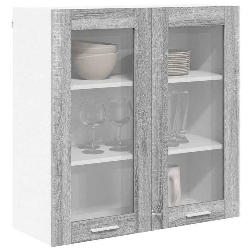 Vidaxl Hanging Cabinet With Storage Riga Grey Sonoma 60 X 31 X 80 Cm, 80cm H x 80cm W x 31cm D, Grey Sonoma
