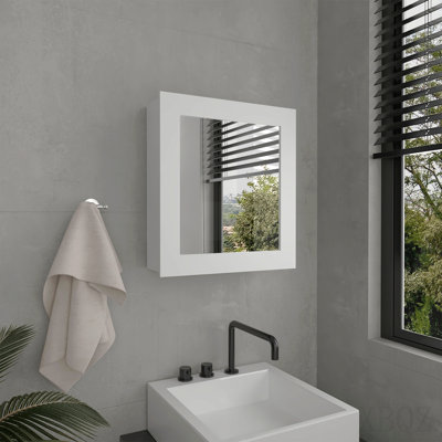 Medicine Cabinet With Mirror Door 20.5" High Cabinet Organizer With Two Interior Shelves  For Bathroom, Kitchen, Mudroom