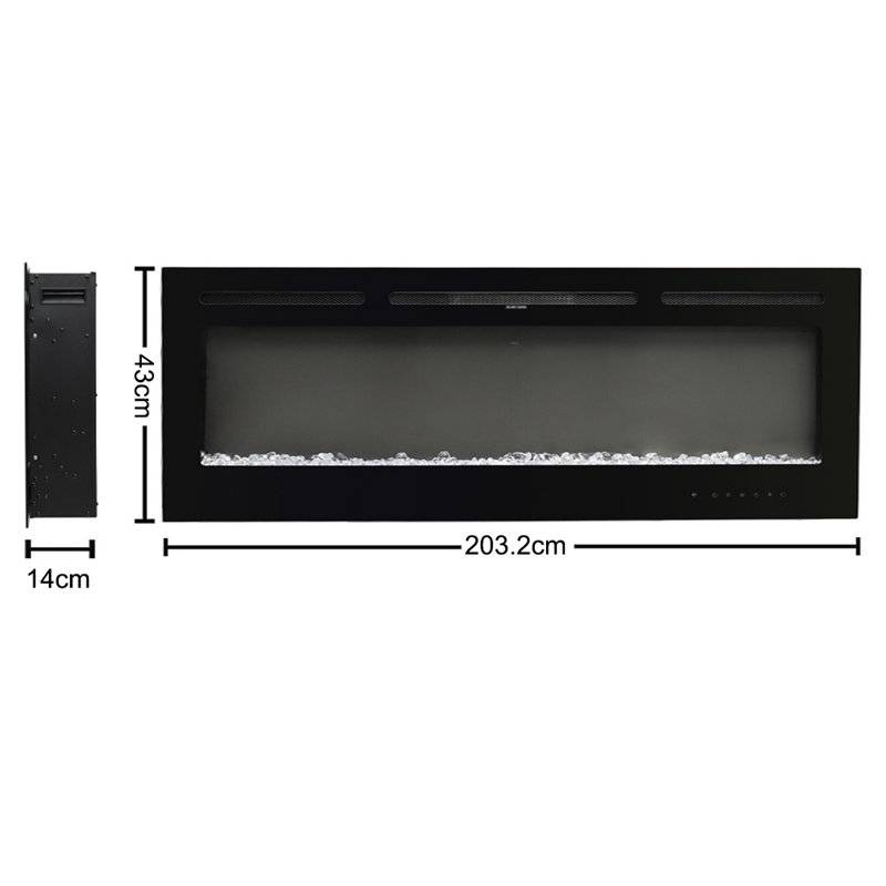 Adrianne Recessed/Wall Mounted Electric Fireplace Adjustable Flame with Remote, 43cm H x 203.2cm W x 14cm D