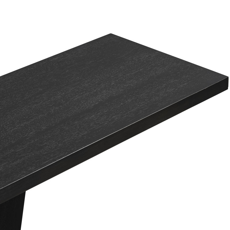 Console en placage de bois naturel noir, décor intérieur minimaliste pour la chambre à coucher, grande surface de présentation, structure de base en V stable, décoration d'installation sans tracas, mobilier, plateau spacieux,