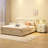 Cream White Modern Minimalist Bedside Table with 2 Drawers - Rounded Corners & Wooden Knobs - Contemporary Nightstand for Bedroom, Living Room, or Small Space Storage