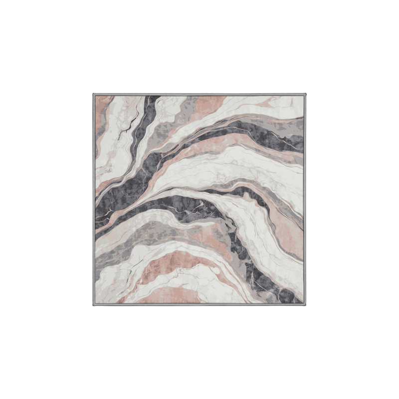Machine Washable Gray Area Rug, Square 8'