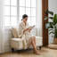Table d'appoint moderne Beo avec porte-revues intégré et tablette inférieure, console en bois mince pour les petits espaces-124237273