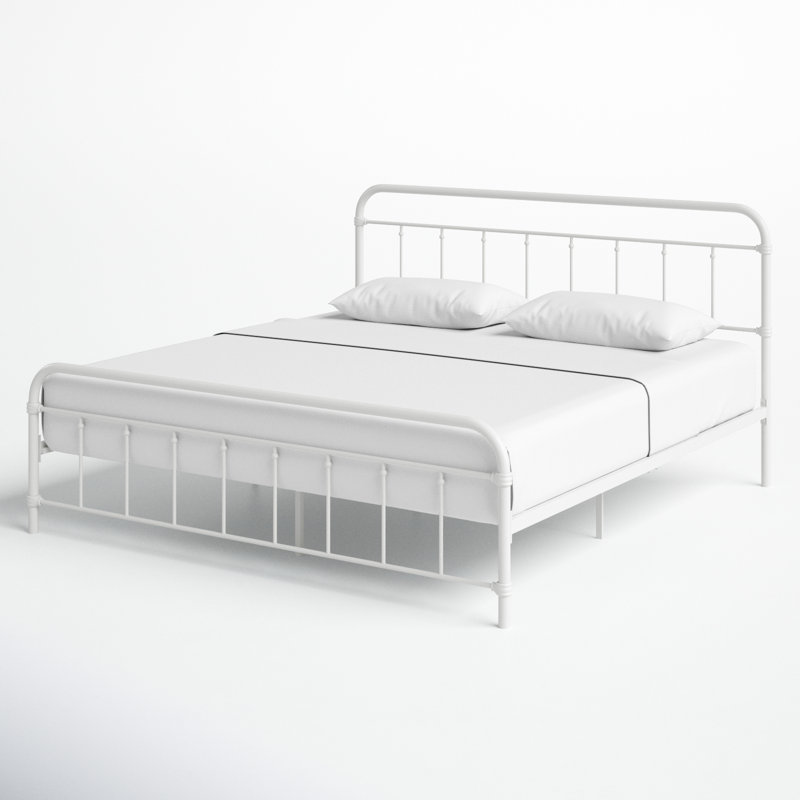 Chuckanut Metal Platform Bed, White, King
