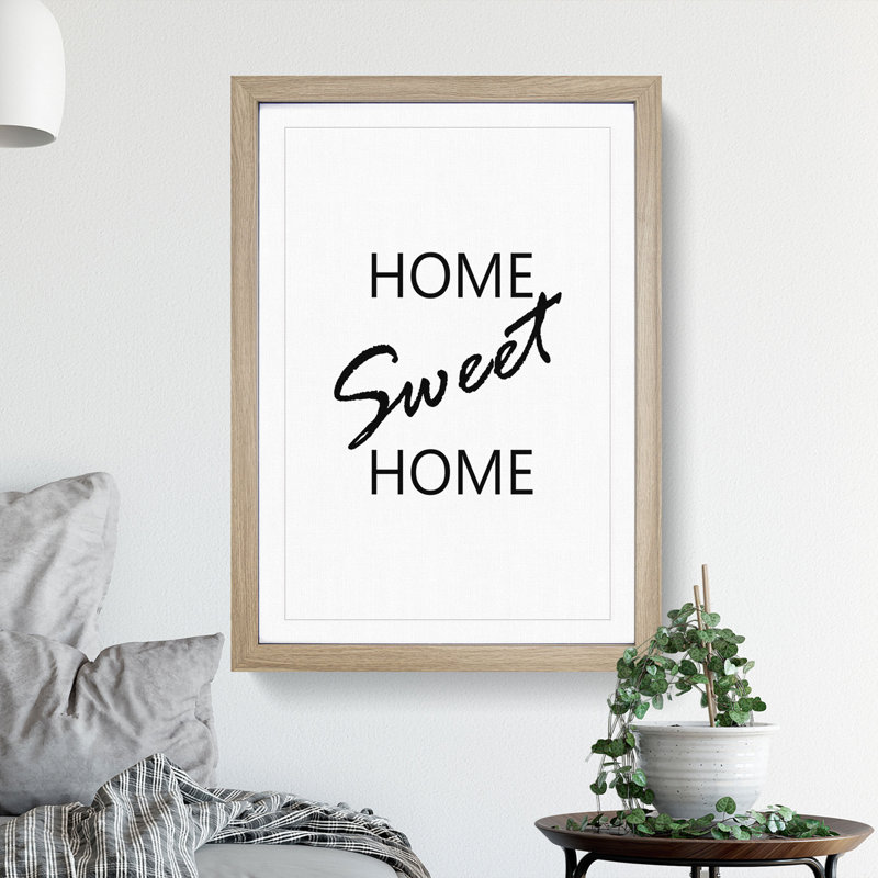 Home Sweet Home - Picture Frame Typography, Oak Framed, 90cm H x 65cm W x 2cm D
