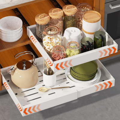 Pull Out Cabinet Organizer, 21" Deep Pull Out Drawers For Cabinets, Expandable Slide Out Drawers For Kitchen, Cabinets, Bathroom, Pantry Storage