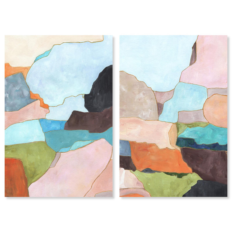 Ensemble de toiles « Pastel Journey » - Décoration murale colorée par Art Remedy, cadre noir, 10 x 15, 15" H x 10" W