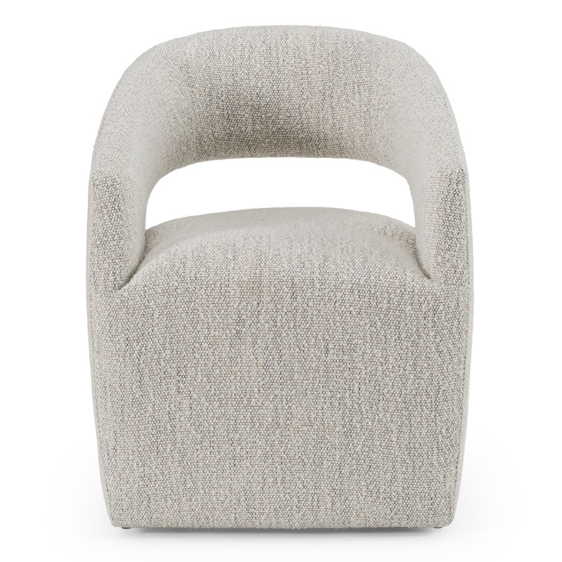 Fauteuil demi-tonneau de 25,5 po Alaijah, Bouclé ivoire