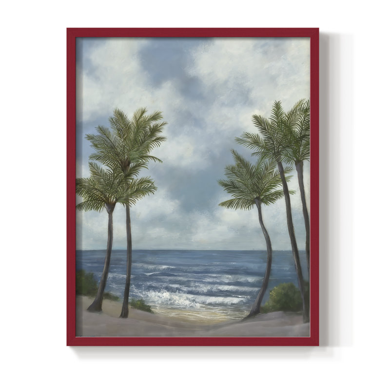 Coastal Palm Tree II, reproduction encadrée - bois massif, H 30 po x l 24 po, Rouge