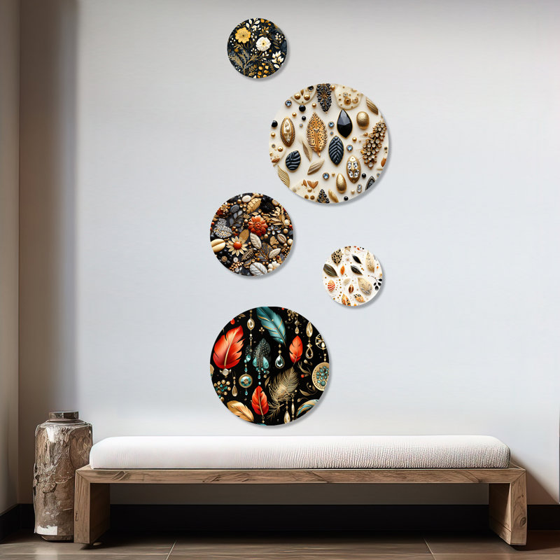 Conan - ensemble d'art mural floral bohémien rond de 5