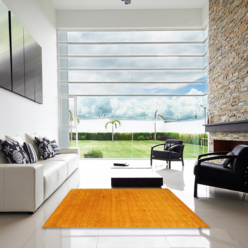Tapis de zone jaune contemporaine, Carré 4 pi