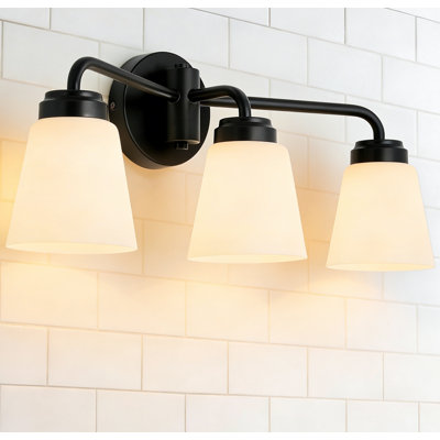 Luminaire de salle de bain 3 lumières à intensité variable avec abat-jour en verre
