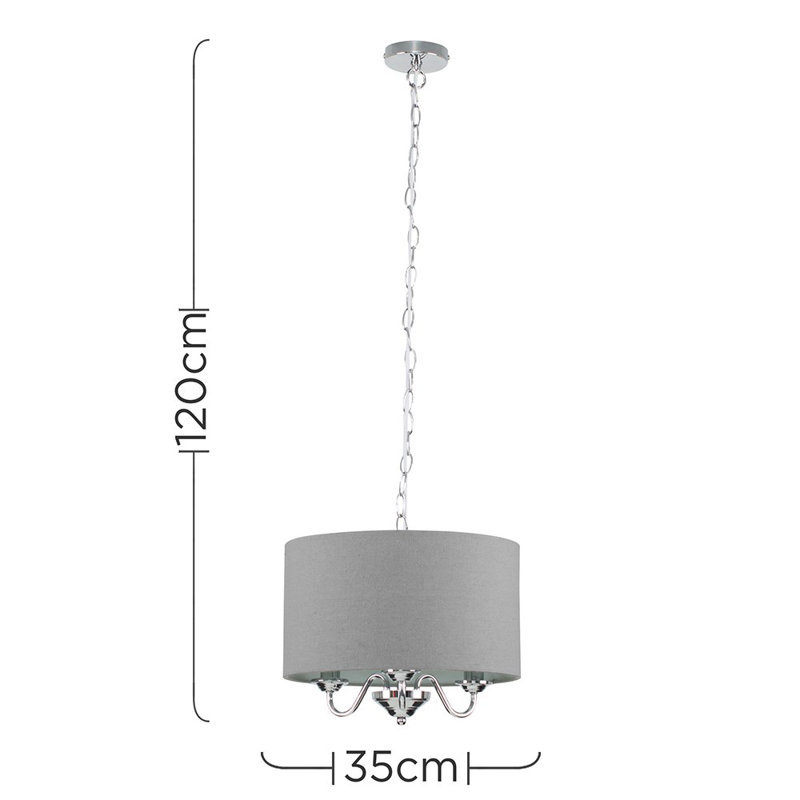 Melancon 3 - Light Chrome Drum Pendant, LED Bulb