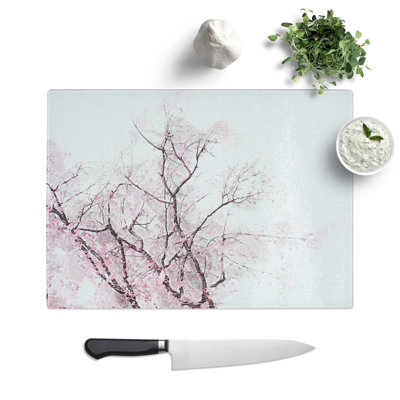 Tempered Glass a Cherry Blossom Tree art Chopping Board