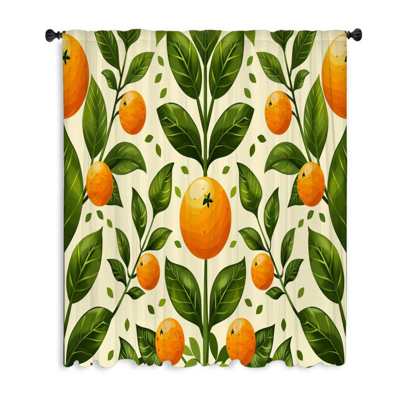 Citrus Nature Bathroom Blackout Filters Out A Lot Of Light Curtain Single Panel, 53" W x 87" L