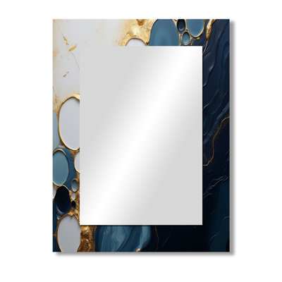 Gold and blue marble essence magic I - Marble Wall Mirror, Gold Decorative Mirror, Printed Metal Art
