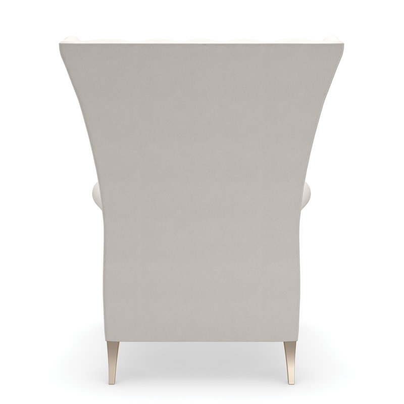 Valentina Cream Upholstered Wingback Accent Chair with Gold Trim