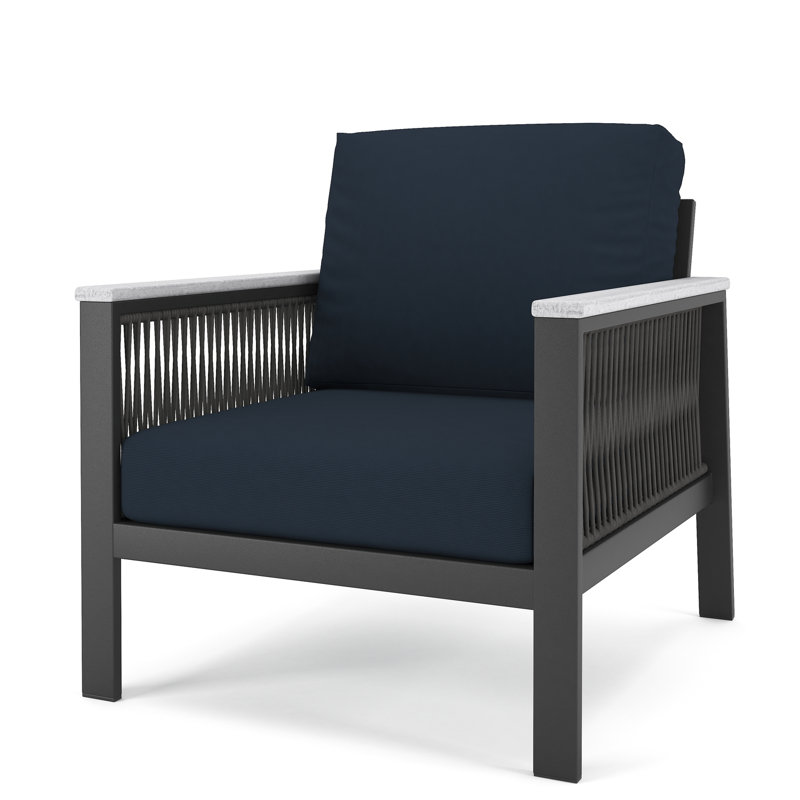 Chaise de patio avec coussins Sunbrella® Townsend, Toile bleu marine Sunbrella®