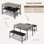 Ensemble de table de salle à manger 4 pièces pour 4 personnes, table de cuisine industrielle en panneau de fibres à densité moyenne avec tablette de rangement sous la table, 1 banc rembourré en polyuréthane et 2 tabourets, ensemble de salle à manger pour petit appartement gris