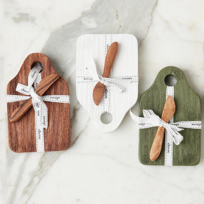 Mini Appetizer Board - Natural - White Ribbon, White