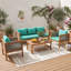 Ensemble de conversation de patio 4 pièces, ensemble de canapé extérieur en bois d'acacia avec fauteuils en rotin, table basse et coussins-257593411