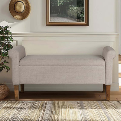 Banc de rangement rabattable avec accoudoirs et pieds robustes