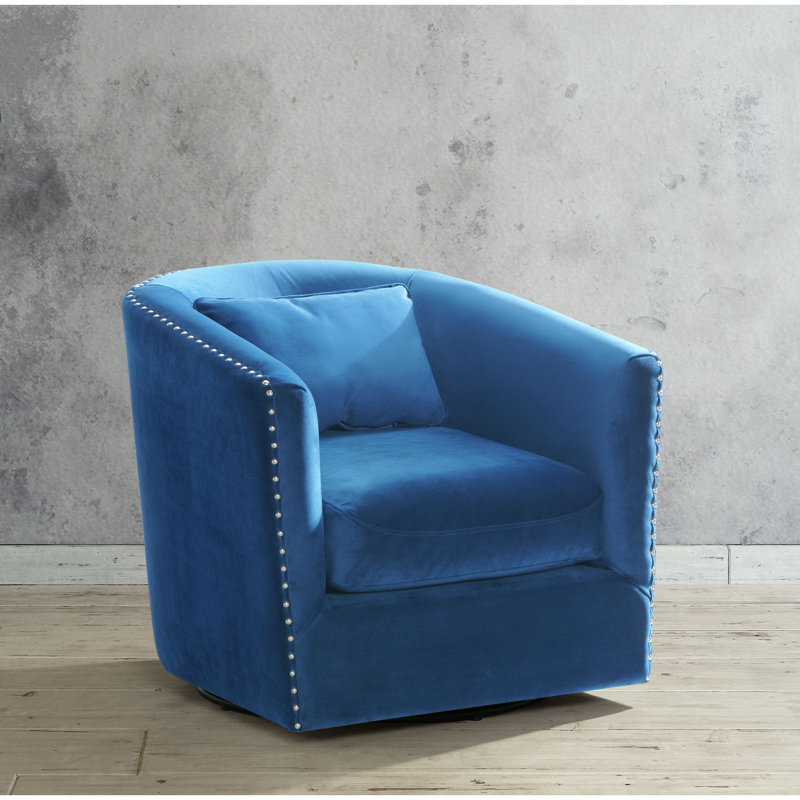 Fauteuil demi-tonneau pivotant de 29 po Abagail, Polyester bleu