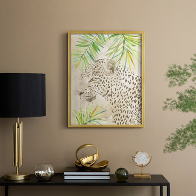 Boho Jungle Cat II, reproduction encadrée - bois massif